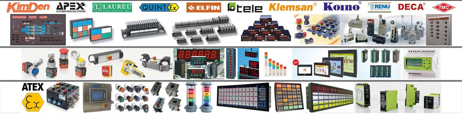 Monitoring and control products from Kimden, Apex, Laurel, Quintex, New Elfin, Tele Haase, Klemsan, Koino, Renu, DECA and TMC