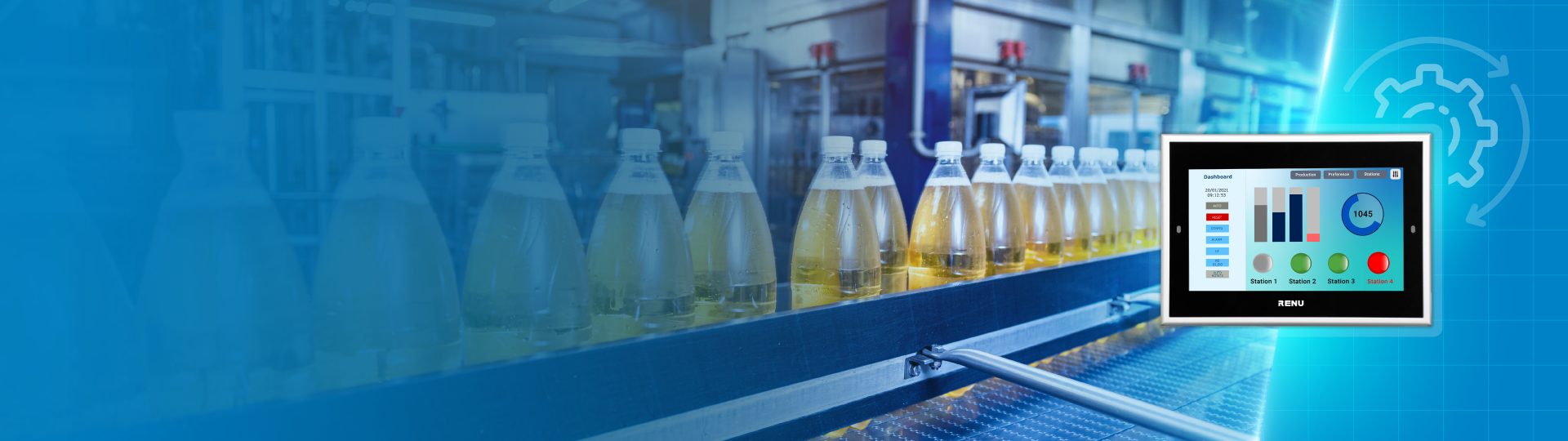 Renu Electronics industrial automation — HMI on a production line
