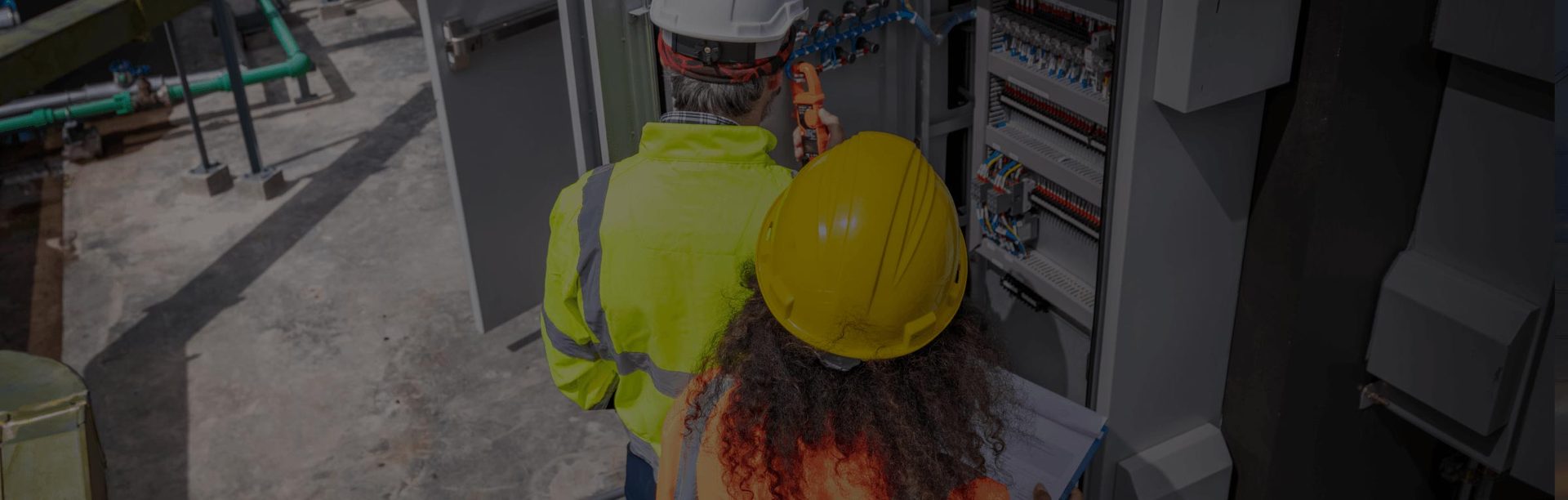 Technician checking a switchroom cabinet