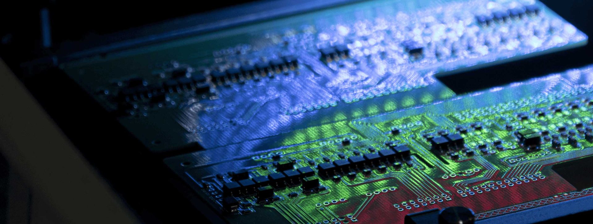 Yado sensor electronics — circuit board with blue and green light